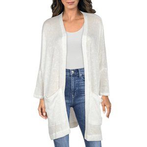 ANTHROPOLOGIE MARONIE Open Cardigan Lightweight Pockets in White Size Medium